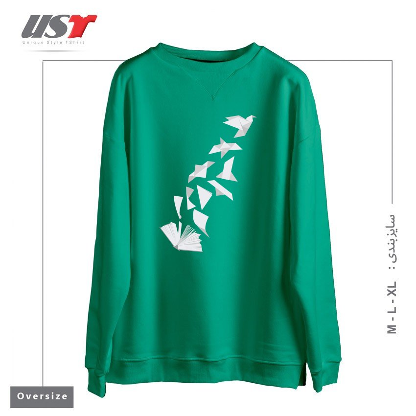 سوییشرت اورسایز طرح BOOK TO BIRD