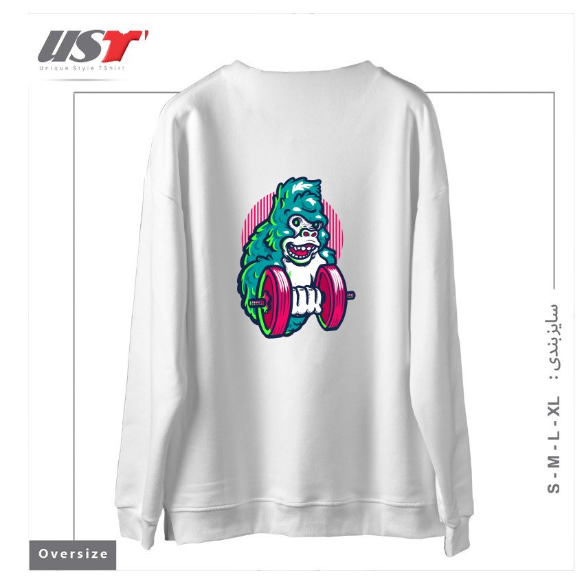 طرح GORILLA GYM سوییشرت اورسایزرنگ سفید