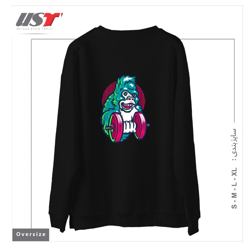 طرح GORILLA GYM سوییشرت اورسایزرنگ مشکی