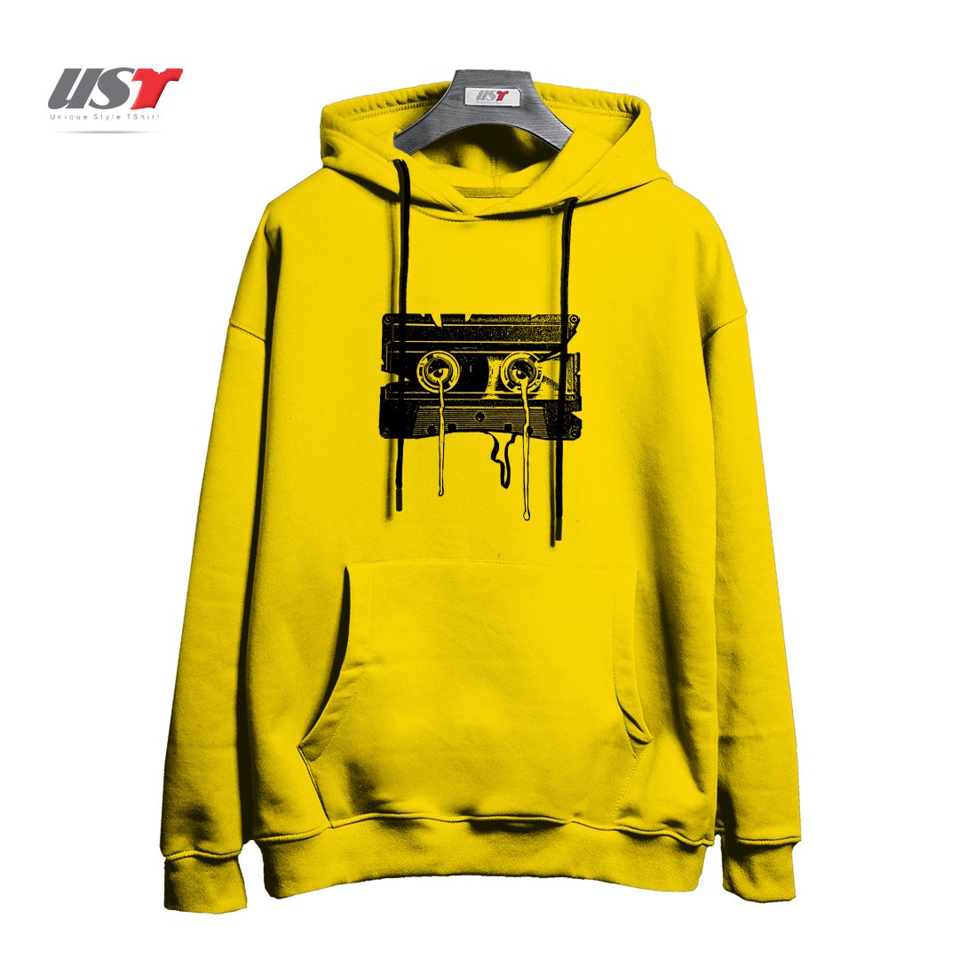 طرح CASSETTE MEMORIES هودی اورسایزرنگ زرد