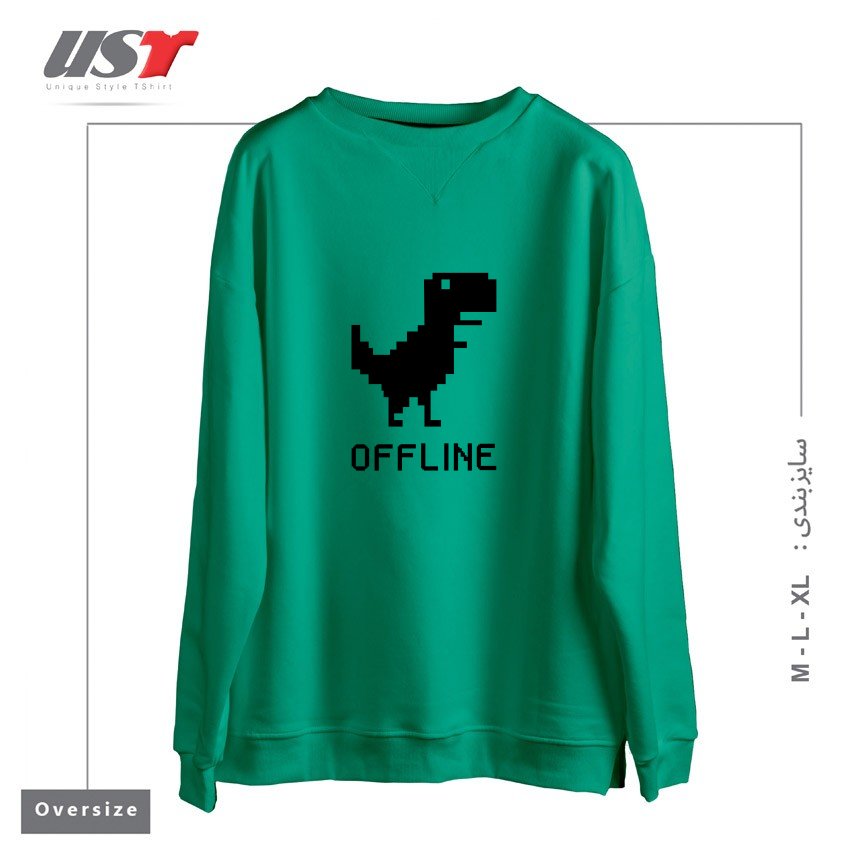 طرح DINOSAUR سوییشرت اورسایزرنگ سبز سدری