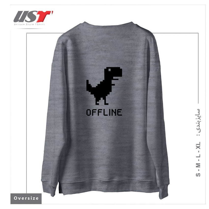 طرح DINOSAUR سوییشرت اورسایزرنگ طوسی ملانژ