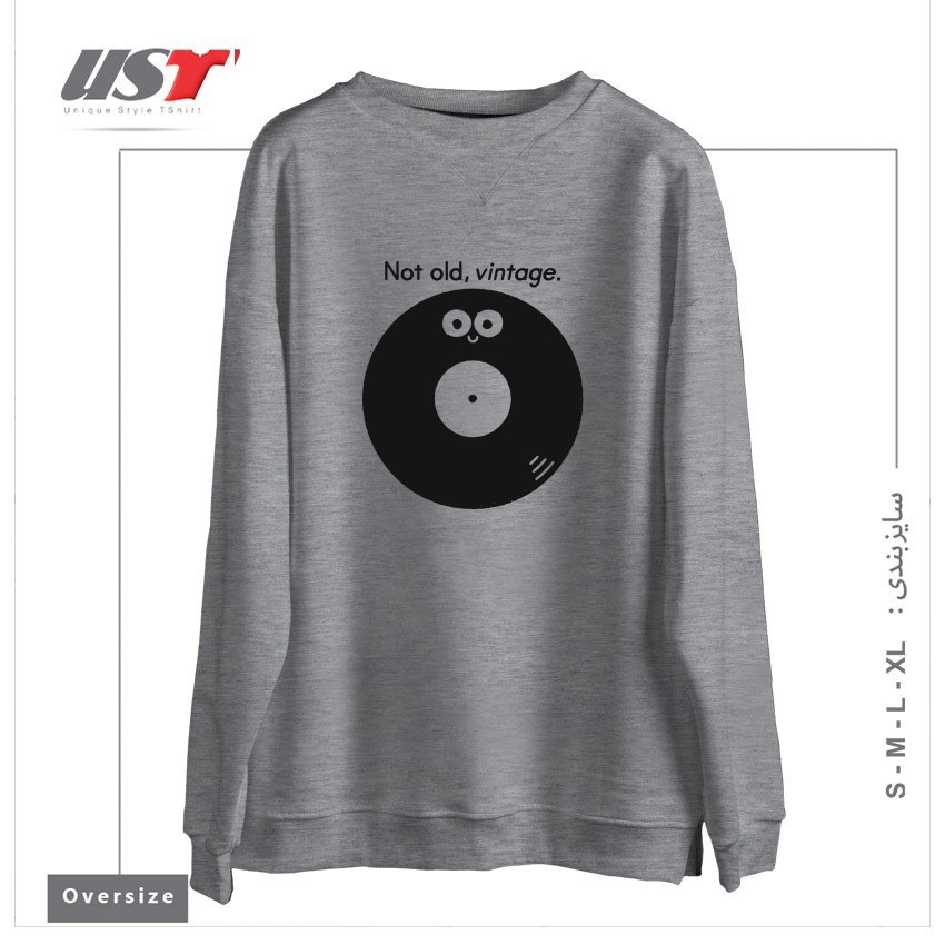 طرح FEELING GROOVY سوییشرت اورسایزرنگ طوسی ملانژ