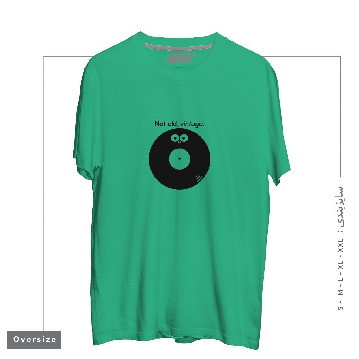 طرح FEELING GROOVY تیشرت اورسایزرنگ سبز