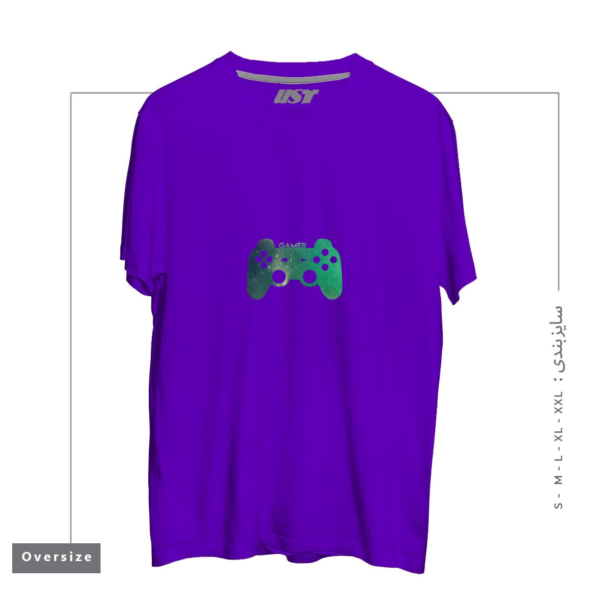 طرح GAMER TEE تیشرت اورسایزرنگ بنفش