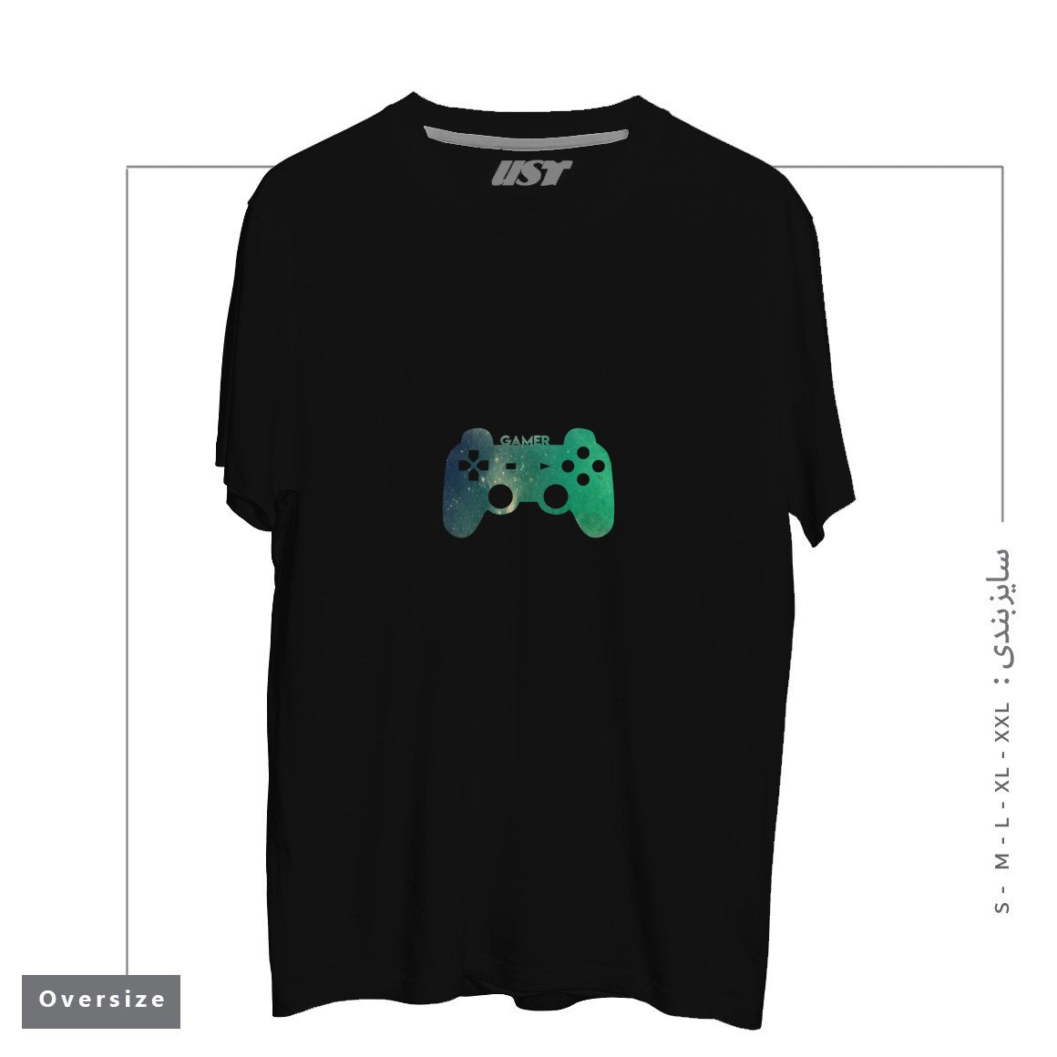 طرح GAMER TEE تیشرت اورسایزرنگ مشکی