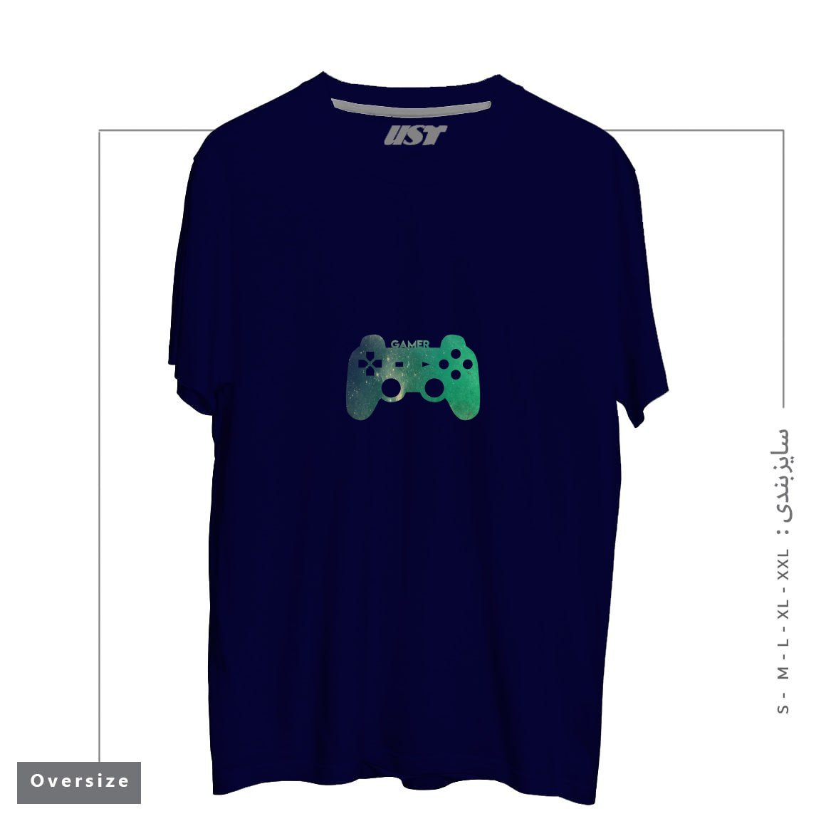 طرح GAMER TEE تیشرت اورسایزرنگ سرمه ای