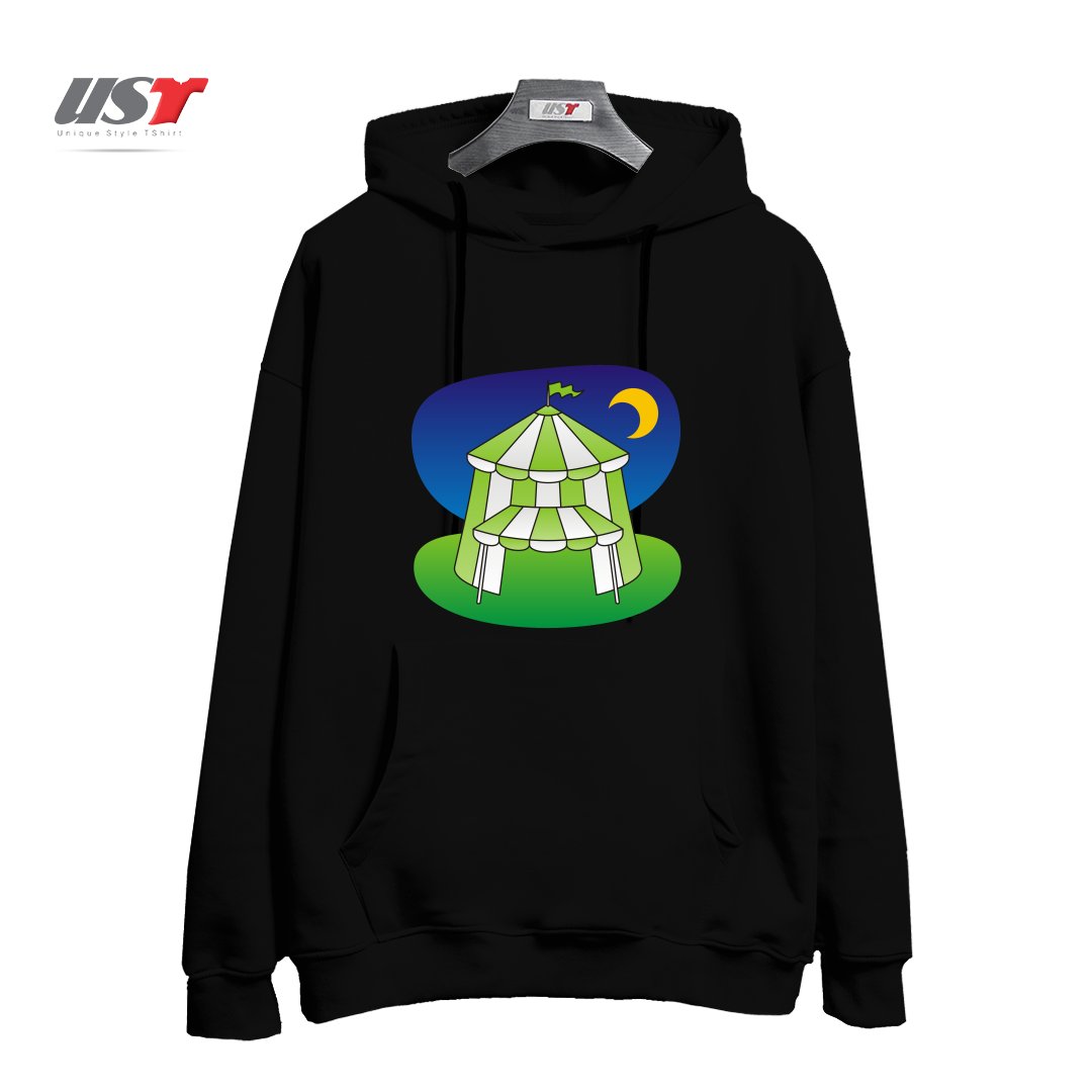 طرح GREEN CIRCUS TENT هودی اورسایزرنگ مشکی