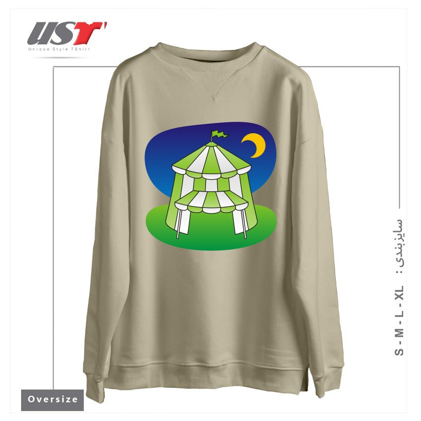 طرح GREEN CIRCUS TENT سوییشرت اورسایزرنگ نخودی