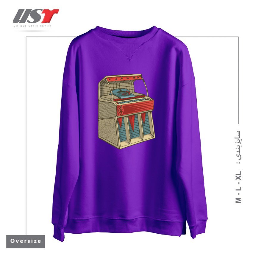 سوییشرت اورسایز طرح GRUNGE RETRO JUKEBOX