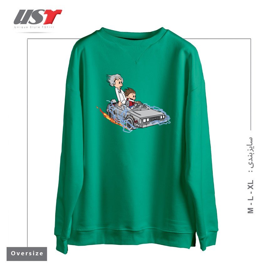 طرح GREAT SCOTT! سوییشرت اورسایزرنگ سبز سدری