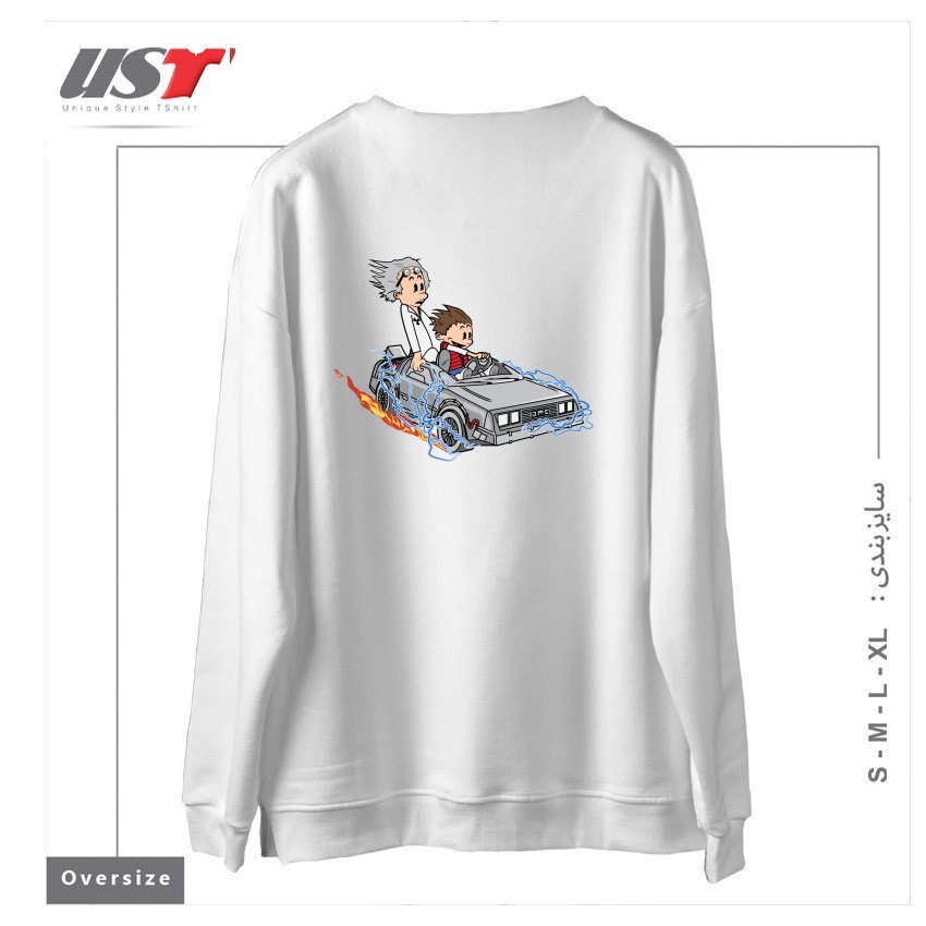 طرح GREAT SCOTT! سوییشرت اورسایزرنگ سفید