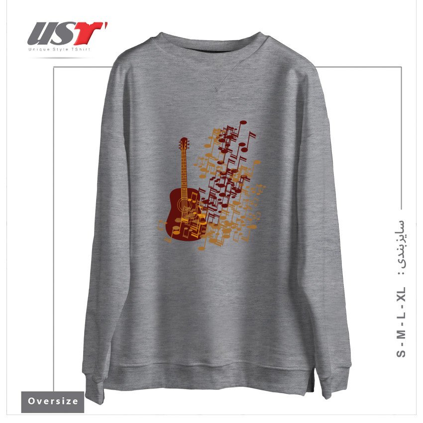 سوییشرت اورسایز طرح GUITAR WITH MUSIC NODE