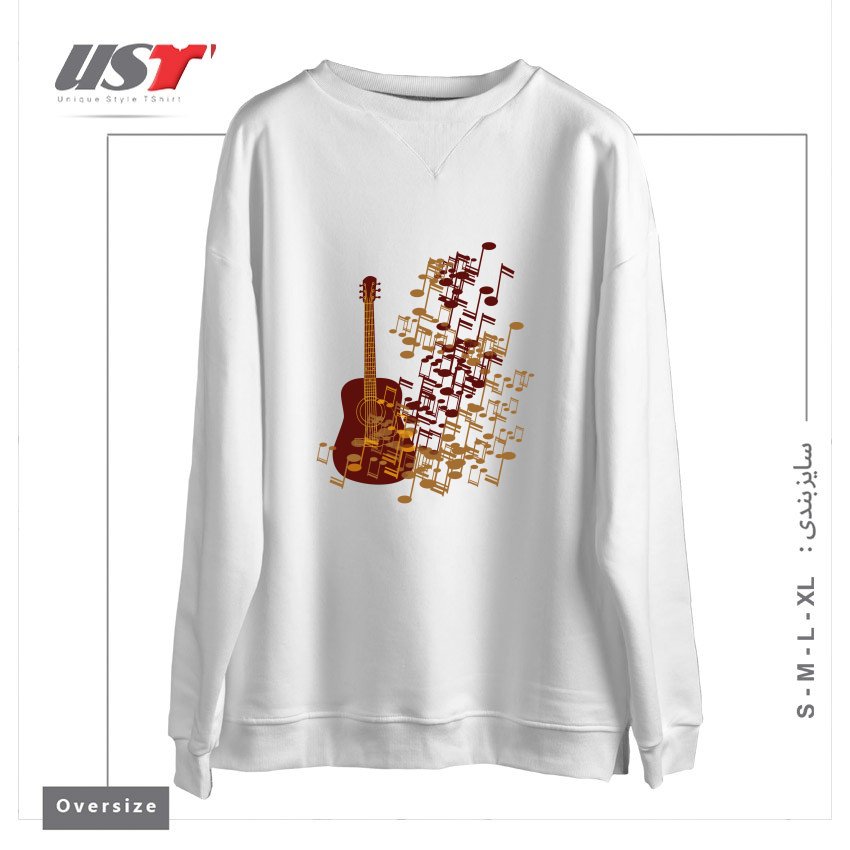 سوییشرت اورسایز طرح GUITAR WITH MUSIC NODE