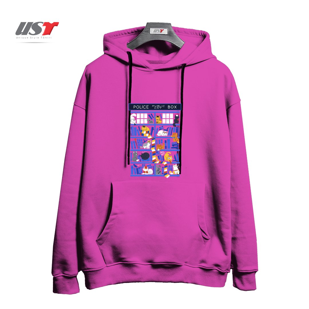 هودی اورسایز طرح LIBRARY BOX WHO