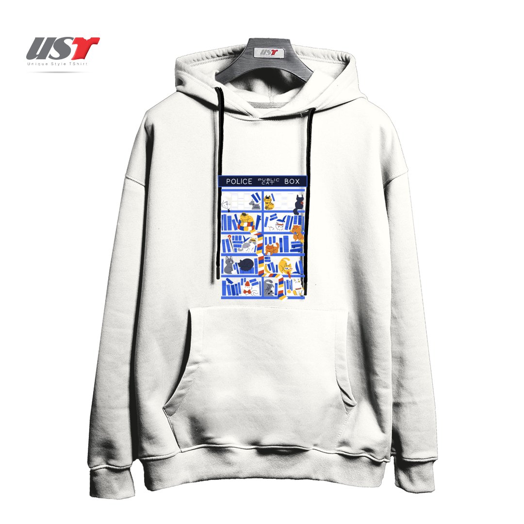 طرح LIBRARY BOX WHO هودی اورسایزرنگ سفید