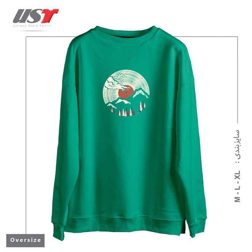 طرح MTN LP سوییشرت اورسایزرنگ سبز سدری