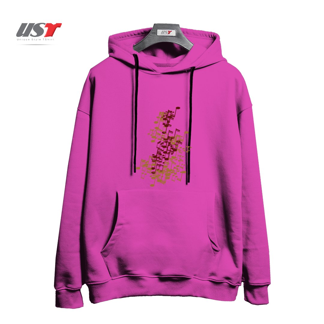 طرح MUSIC هودی اورسایزرنگ صورتی