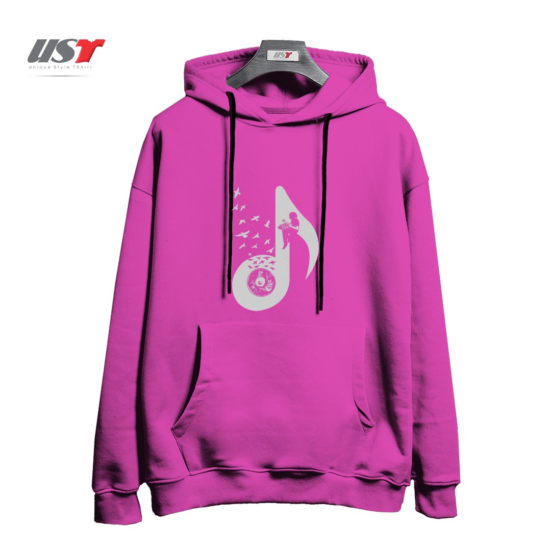 طرح MUSICAL - HANG DRUM هودی اورسایزرنگ صورتی