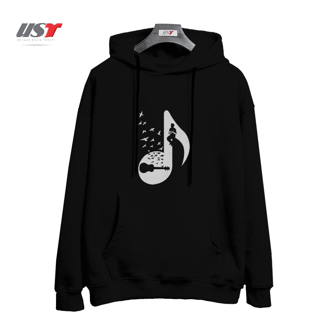 طرح MUSICAL NOTE - UKULELE هودی اورسایزرنگ مشکی