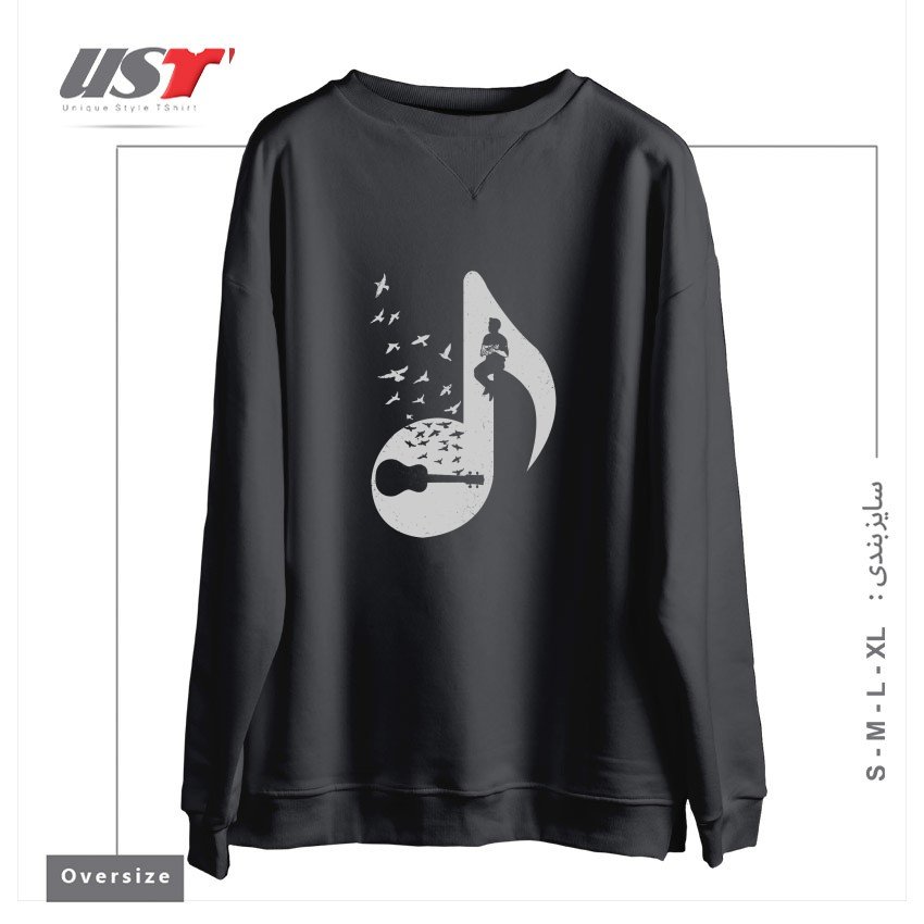 طرح MUSICAL NOTE - UKULELE سوییشرت اورسایزرنگ دودی
