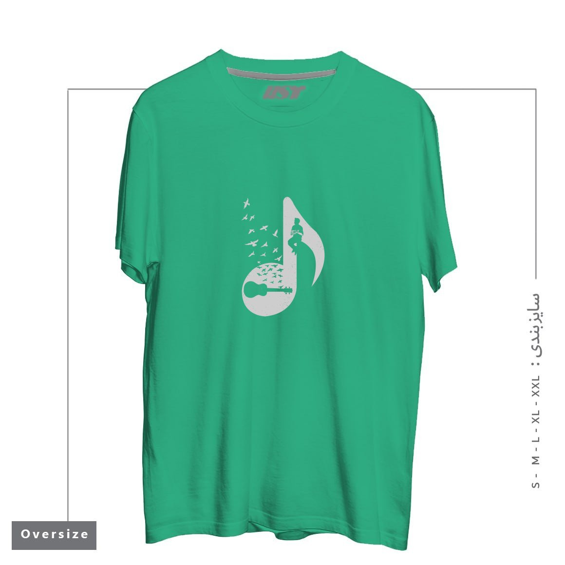 طرح MUSICAL NOTE - UKULELE تیشرت اورسایزرنگ سبز