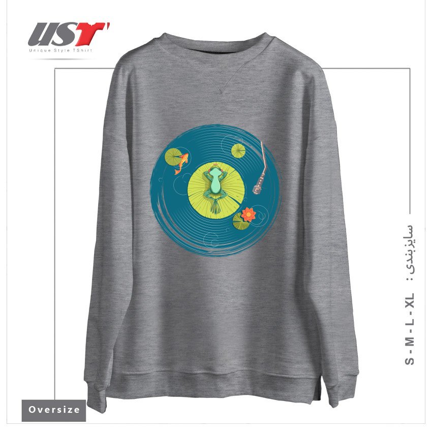 طرح RELAX سوییشرت اورسایزرنگ طوسی ملانژ