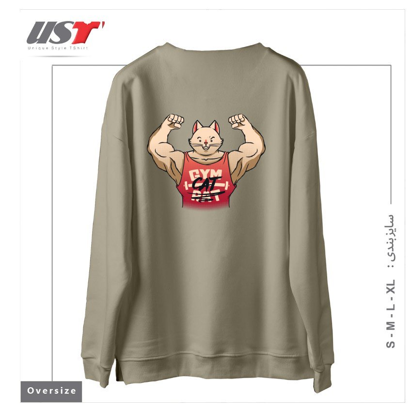طرح GYM RAT GYM CAT BY TOBE FONSECA سوییشرت اورسایزرنگ نخودی