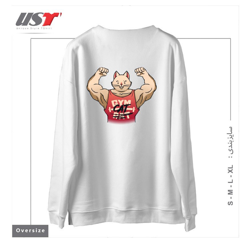طرح GYM RAT GYM CAT BY TOBE FONSECA سوییشرت اورسایزرنگ سفید