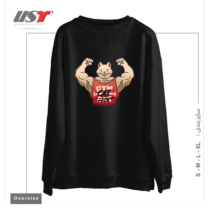 طرح GYM RAT GYM CAT BY TOBE FONSECA سوییشرت اورسایزرنگ مشکی