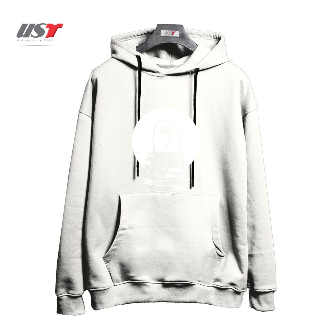 طرح ROSE هودی اورسایزرنگ سفید