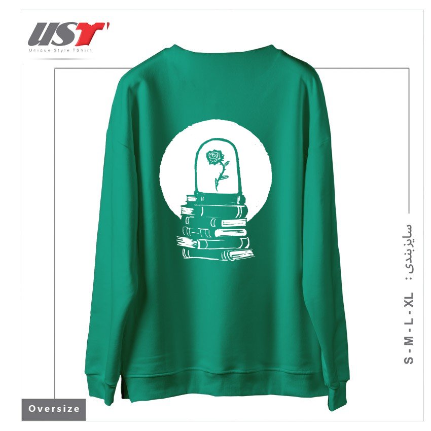 طرح ROSE سوییشرت اورسایزرنگ سبز سدری