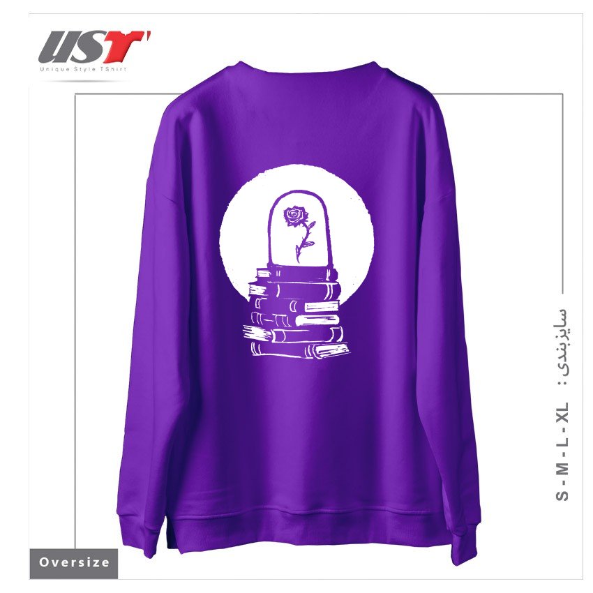 طرح ROSE سوییشرت اورسایزرنگ بنفش