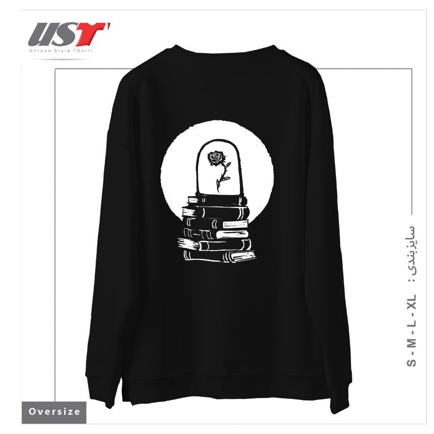 طرح ROSE سوییشرت اورسایزرنگ مشکی