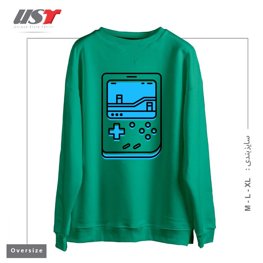 طرح RETRO GAMEBOY سوییشرت اورسایزرنگ سبز سدری