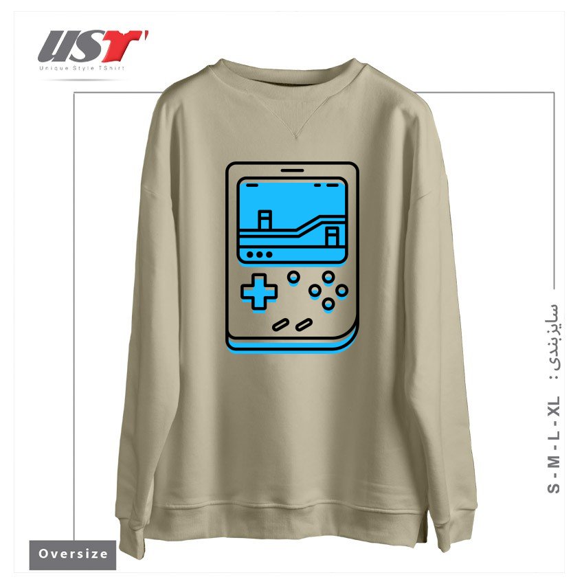 طرح RETRO GAMEBOY سوییشرت اورسایزرنگ نخودی