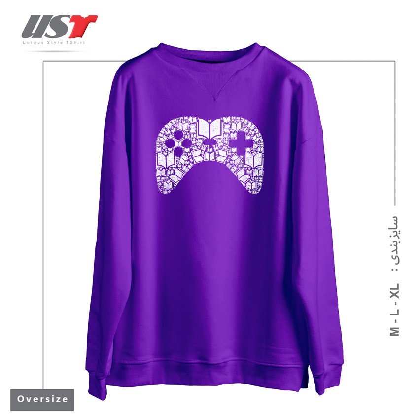 طرح TAKE CONTROL سوییشرت اورسایزرنگ بنفش