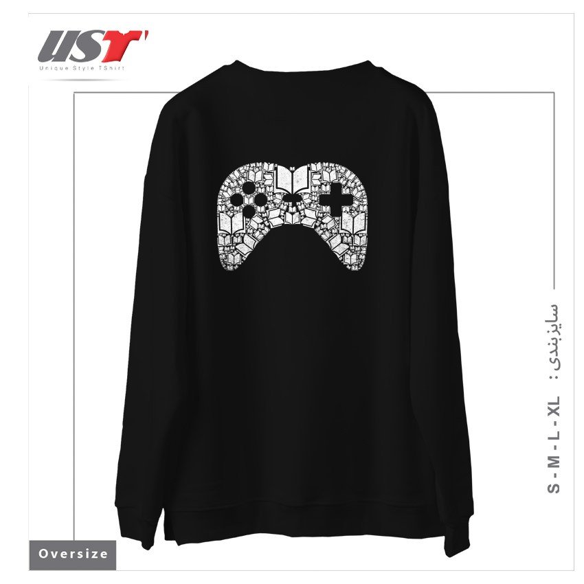 طرح TAKE CONTROL سوییشرت اورسایزرنگ مشکی