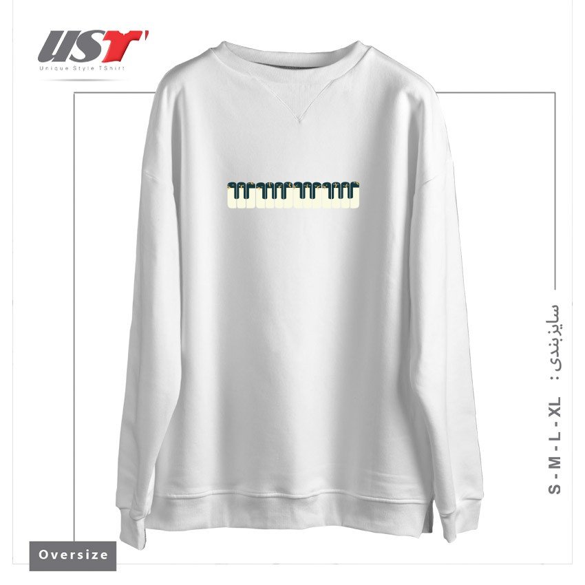 طرح THE CHOIR OF ANTARCTICA سوییشرت اورسایزرنگ سفید