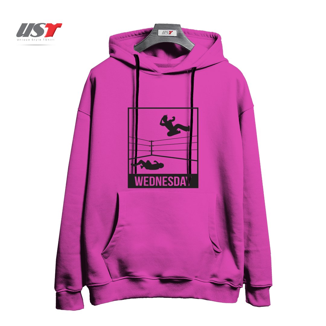 طرح WEDNESDAY NIGHT WRESTLING هودی اورسایزرنگ صورتی