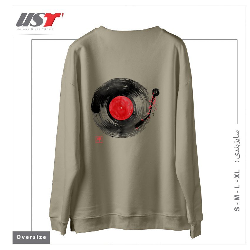 طرح ZEN MUSIC سوییشرت اورسایزرنگ نخودی