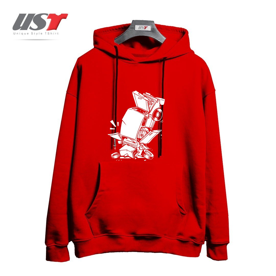 طرح AUTO DROP هودی اورسایزرنگ قرمز