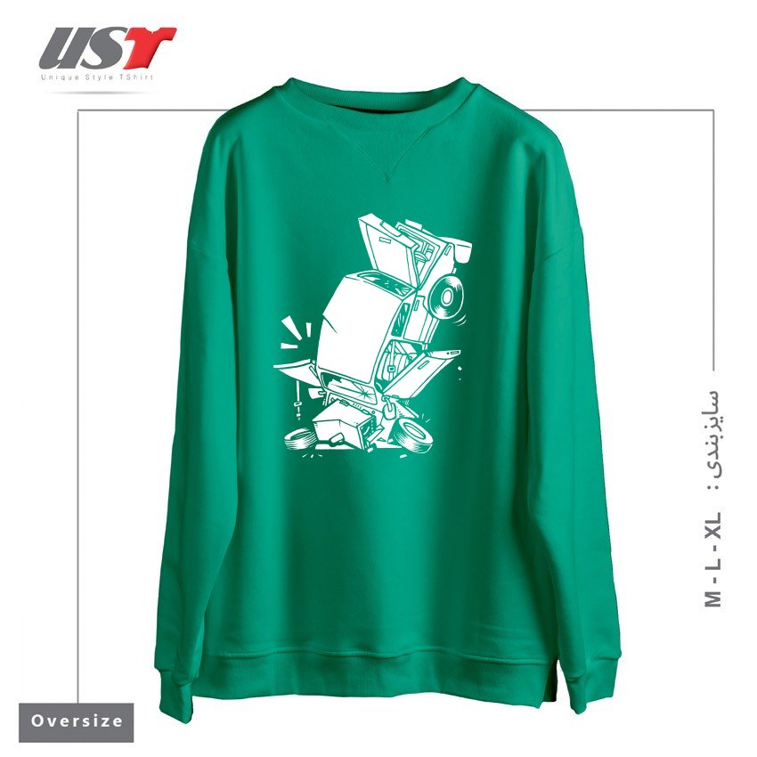 طرح AUTO DROP سوییشرت اورسایزرنگ سبز سدری