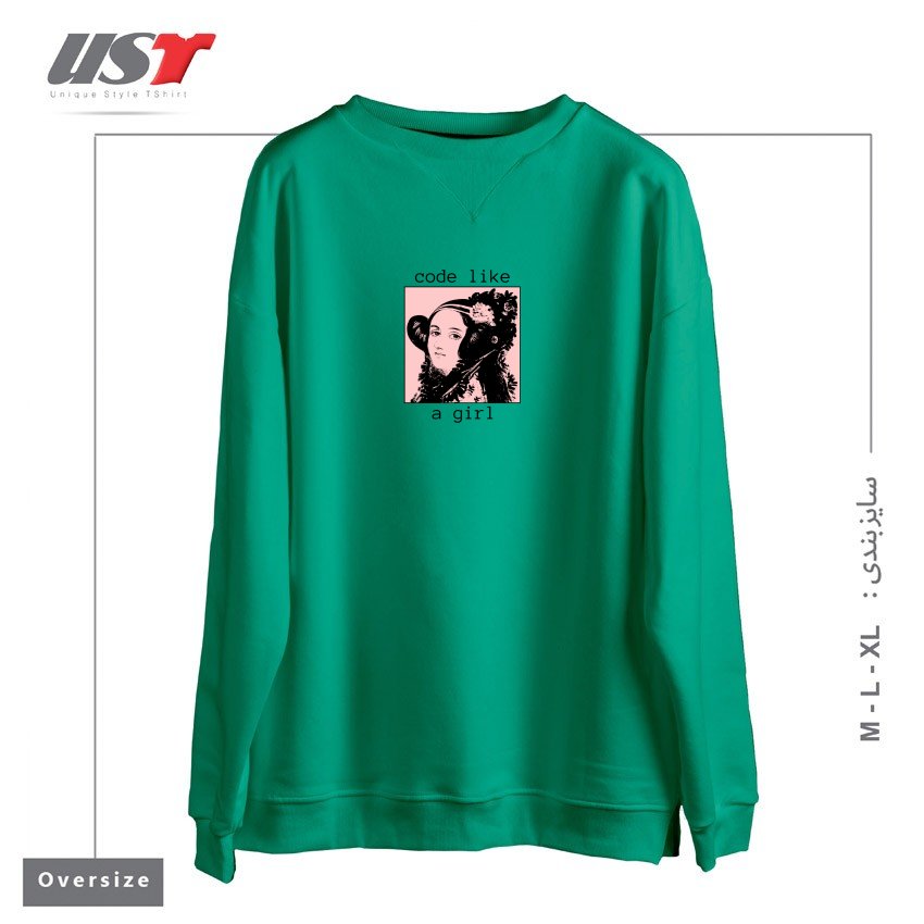 طرح ADA LOVELACE - GIRL CODE سوییشرت اورسایزرنگ سبز سدری