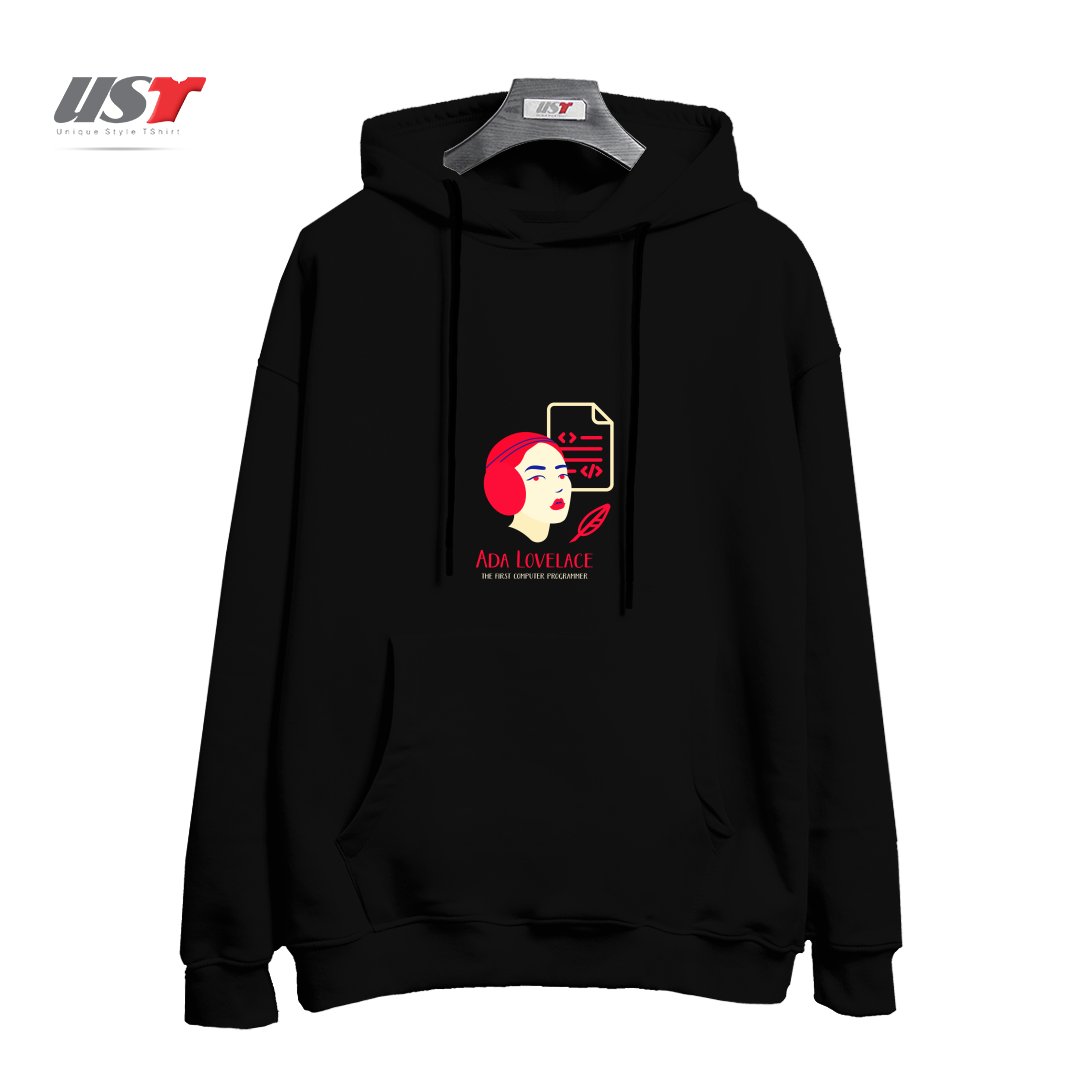 طرح ADA LOVELACE هودی اورسایزرنگ مشکی