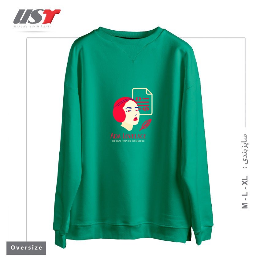 طرح ADA LOVELACE سوییشرت اورسایزرنگ سبز سدری