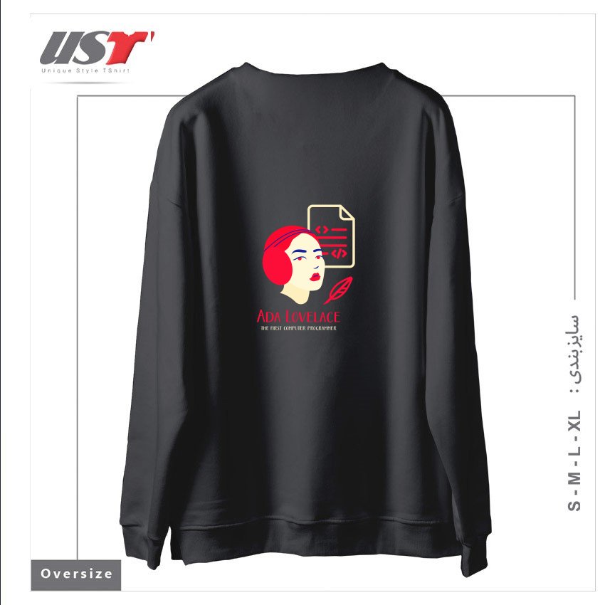 طرح ADA LOVELACE سوییشرت اورسایزرنگ دودی