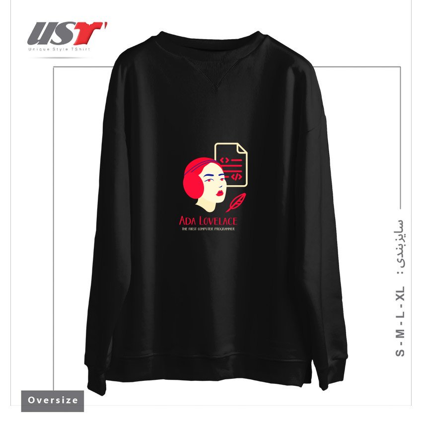 طرح ADA LOVELACE سوییشرت اورسایزرنگ مشکی