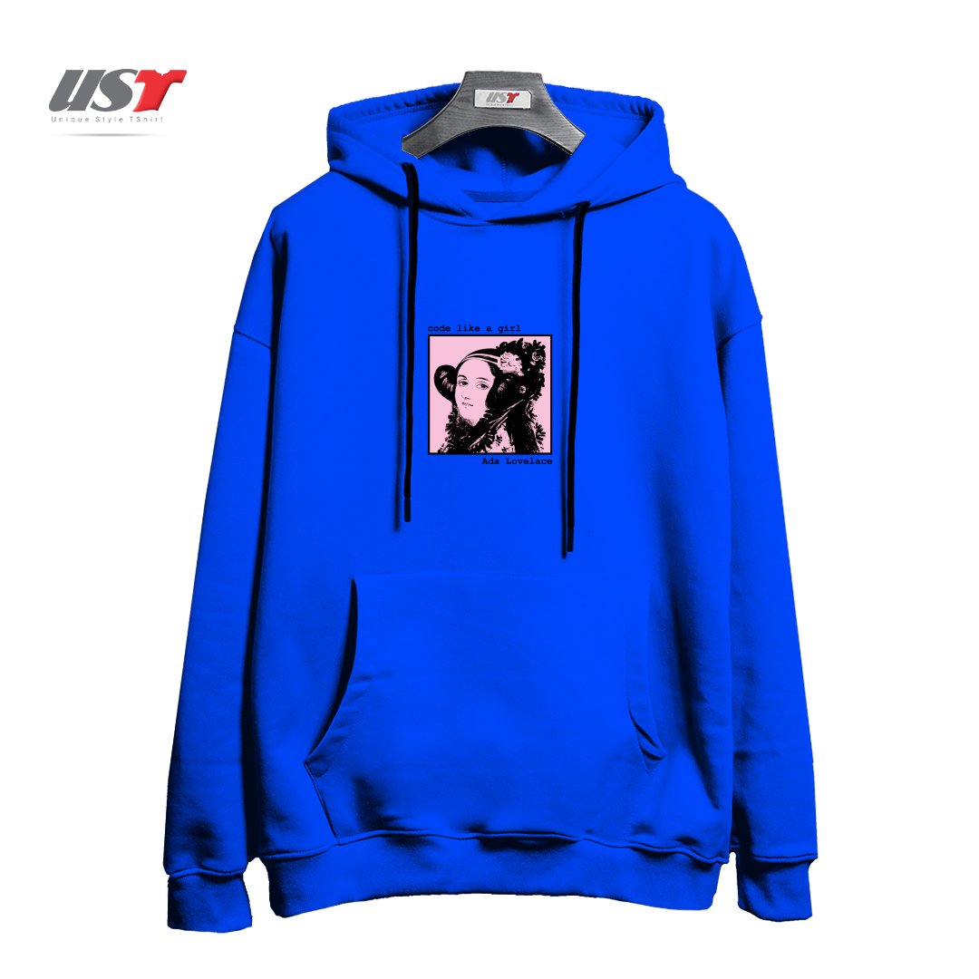 هودی اورسایز طرح CODE LIKE A GIRL - ADA LOVELACE