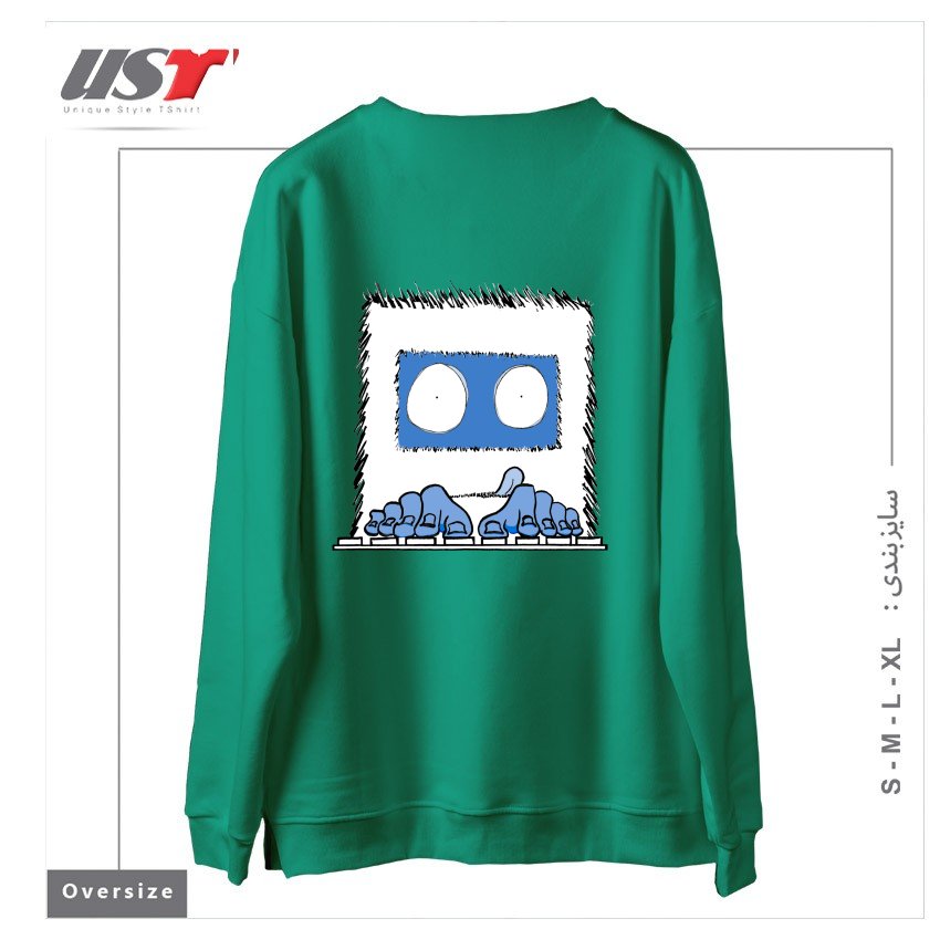 طرح CODE SQUATCH سوییشرت اورسایزرنگ سبز سدری